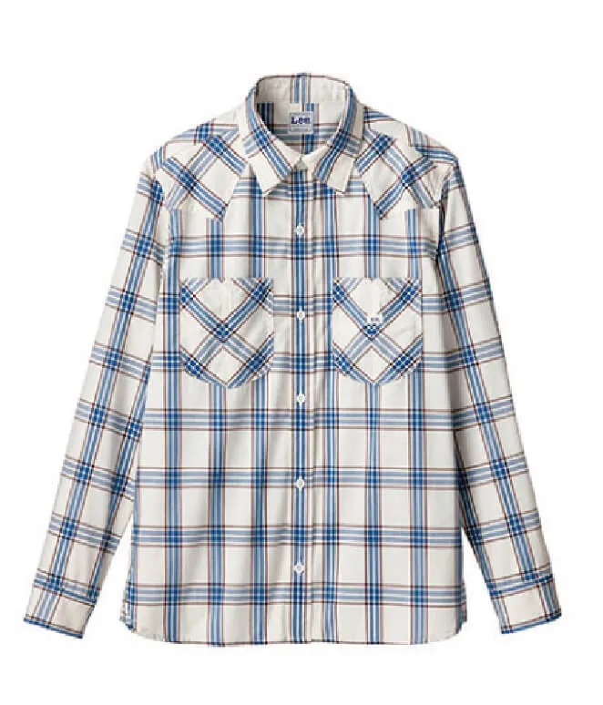 美品別注LeeリーxJOHN'S長袖チェックウエスタンシャツSベージュ : Lee(リー) 長袖シャツ メンズウエスタンチェック