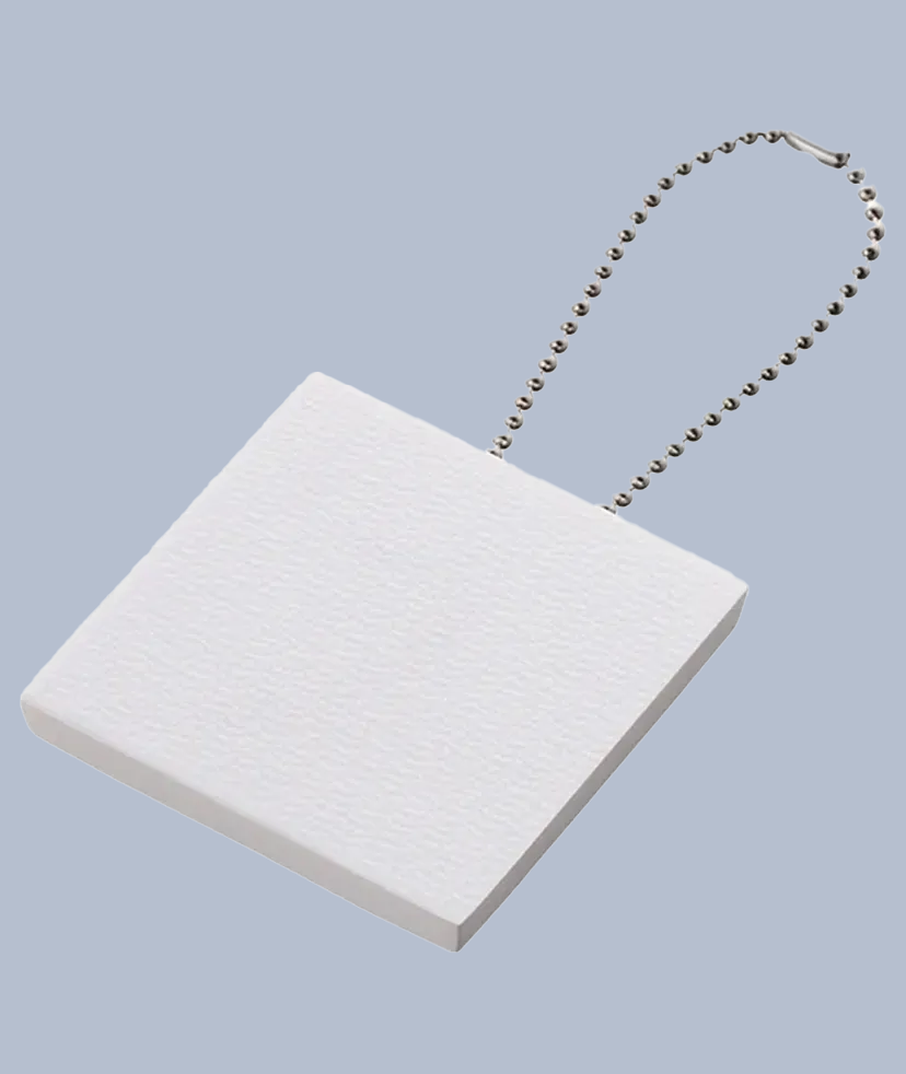 ミニピクチャーボードキーホルダー（50×50）　ホワイト(50個〜)